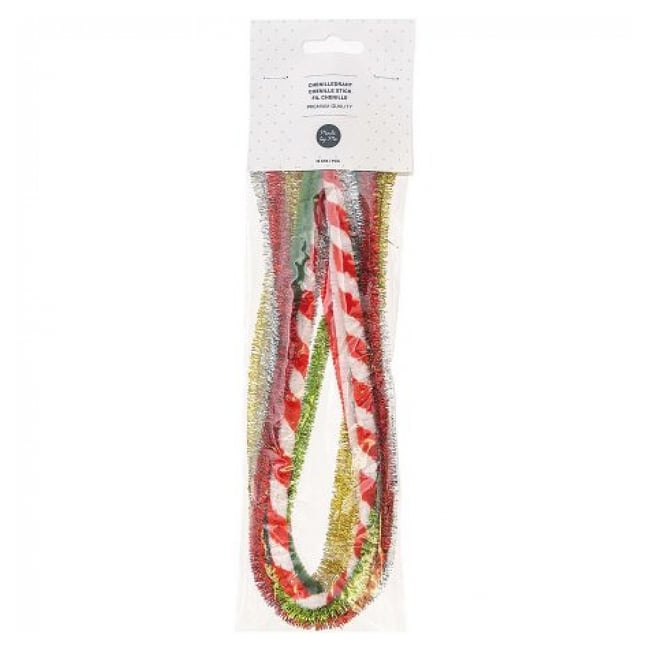 Chenille mixte de rouge et Vert 10x 50cm - RICO DESIGN