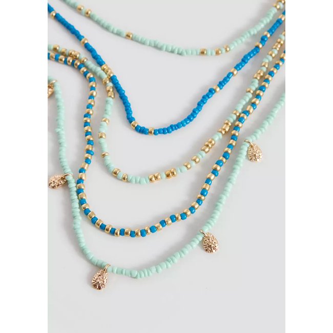 Collier multichaînes à perles or <span itemprop=