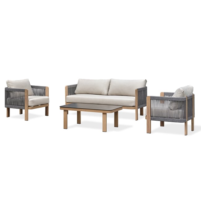 Salon de jardin bas 5 places - JESPAR marron <span itemprop=