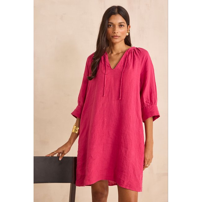 Robe droite en lin BLINNY fuchsia <span itemprop=