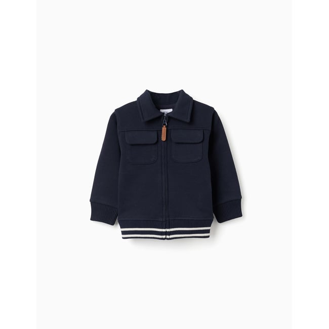 Veste en coton avec poches poitrine bleu foncé <span itemprop=