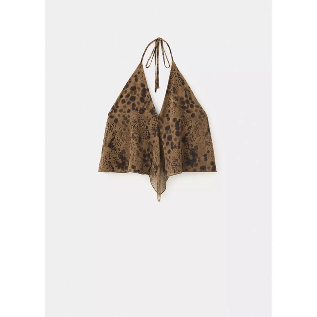 Top halter imprimé rouge-orangé <span itemprop=