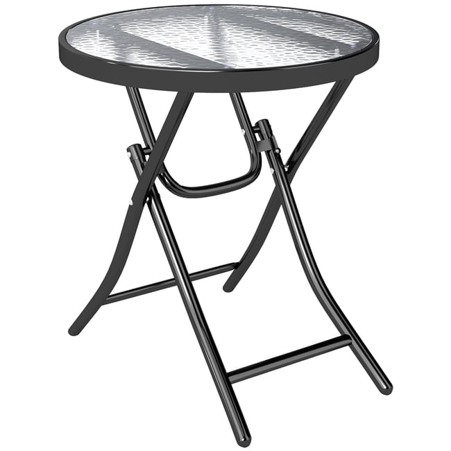 Table d'appoint de terrasse Métal Noir noir <span itemprop=