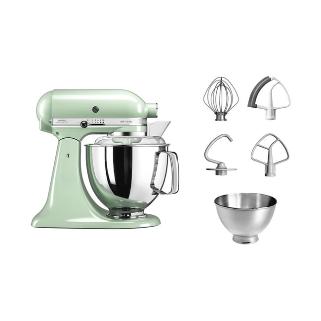 Robot pâtissier 5KSM175PSEPT Macaron Pistache, 4,8 L, bol avec poignée + bol 3 L, batteur souple et couvercle vert <span itemprop=