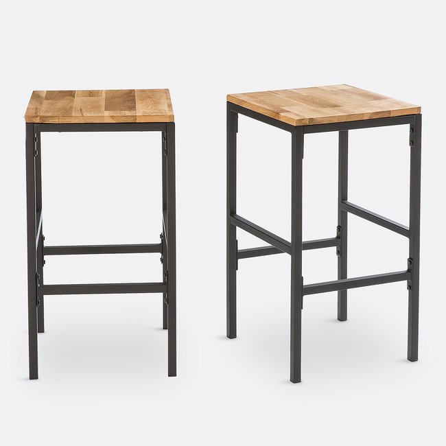 Lot de 2 tabourets de bar mi-hauteur, Hiba Couleur naturel <span itemprop=