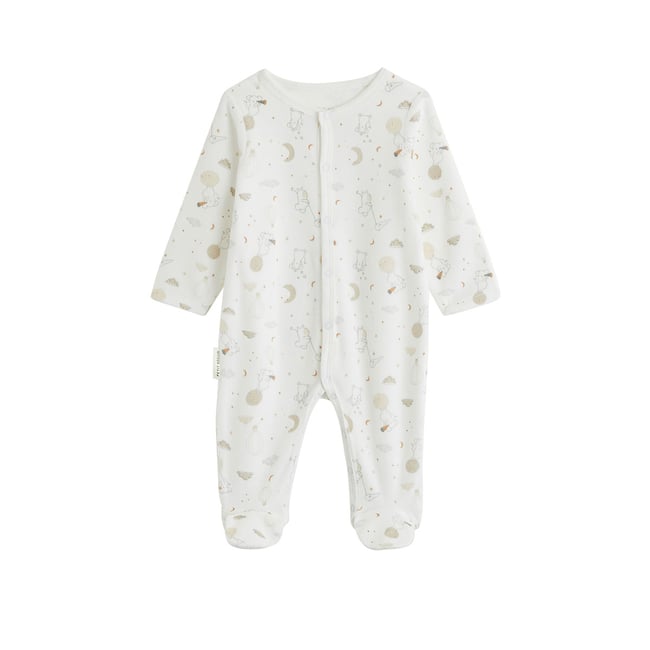 Pyjama bébé en velours Eliah ecru <span itemprop=