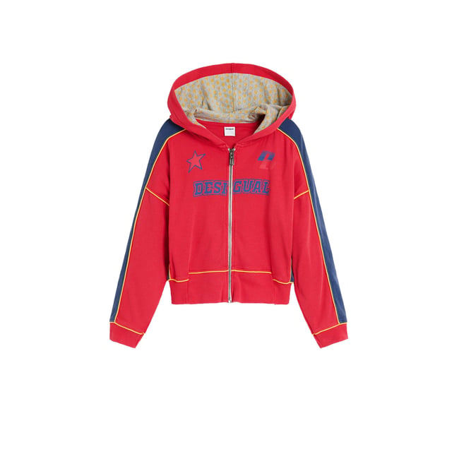 Sweat à capuche zippé rouge <span itemprop=
