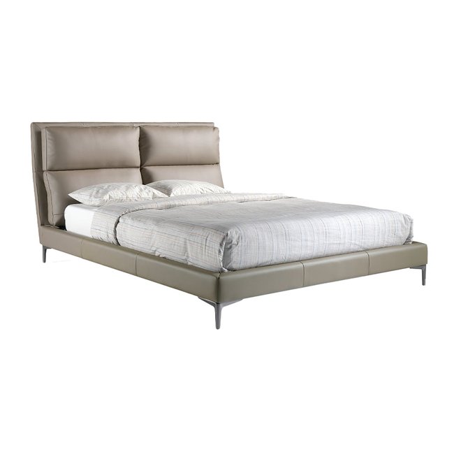 Lit en simili avec coussins Couleur vison | acier <span itemprop=
