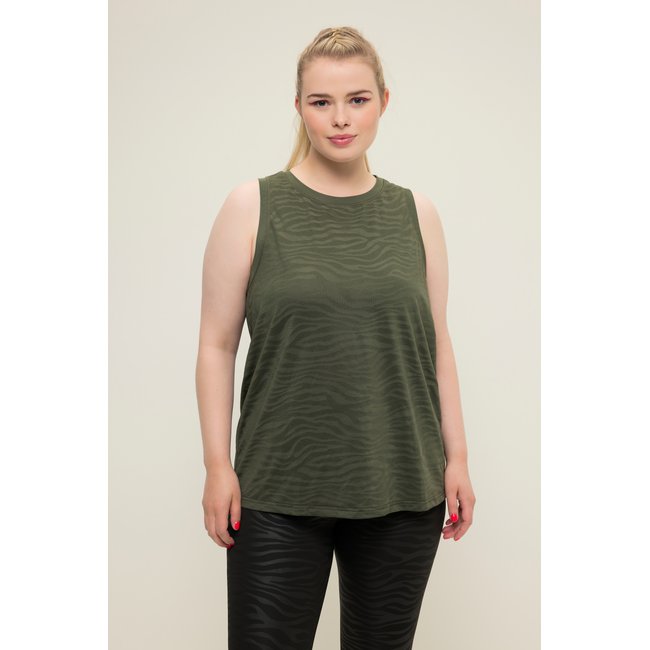 Débardeur en jersey dévoré à motif zèbre vert mousse <span itemprop=