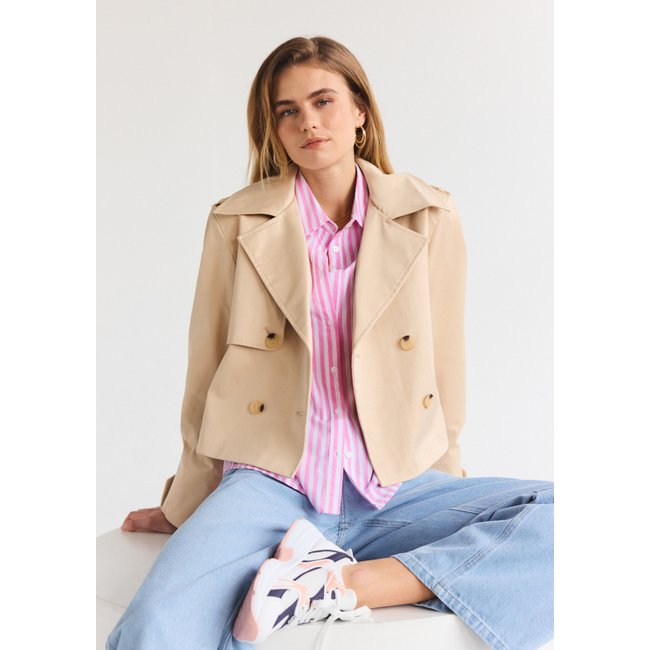 Trench-coat court lt beige <span itemprop=