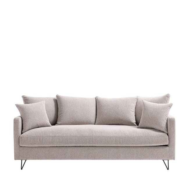 Canapé convertible 3 places en tissu pieds épingles noirs - VILLABON - DRAWER
