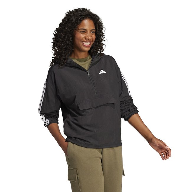 Cortavientos Woven Essentials 3-Stripes negro <span itemprop=