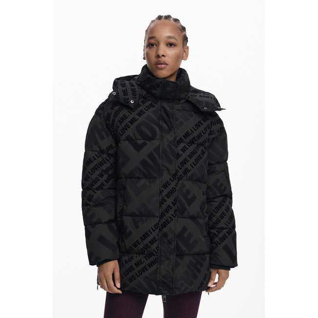 Manteau matelassé doublé noir <span itemprop=
