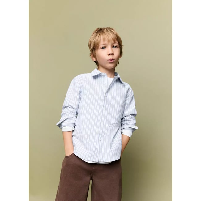 Chemise Oxford coton à rayures bleu <span itemprop=