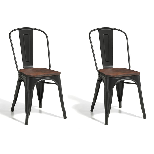 Lot de 2 chaises en métal et BOIS, MEET Couleur graphite-noyer <span itemprop=