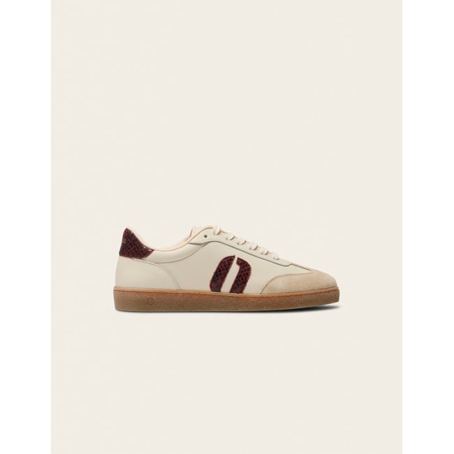 Baskets LUCIA écru python bordeaux <span itemprop=