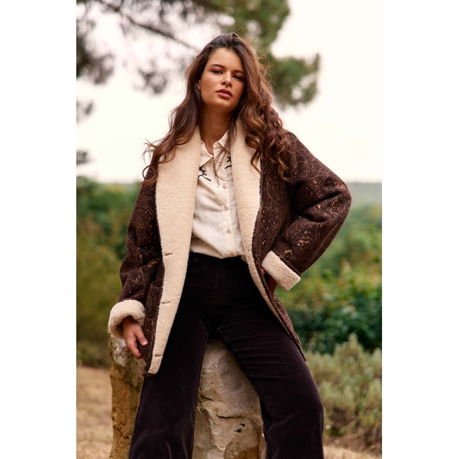 MANTEAU imprimé cachemire NOELIA 16-marron <span itemprop=