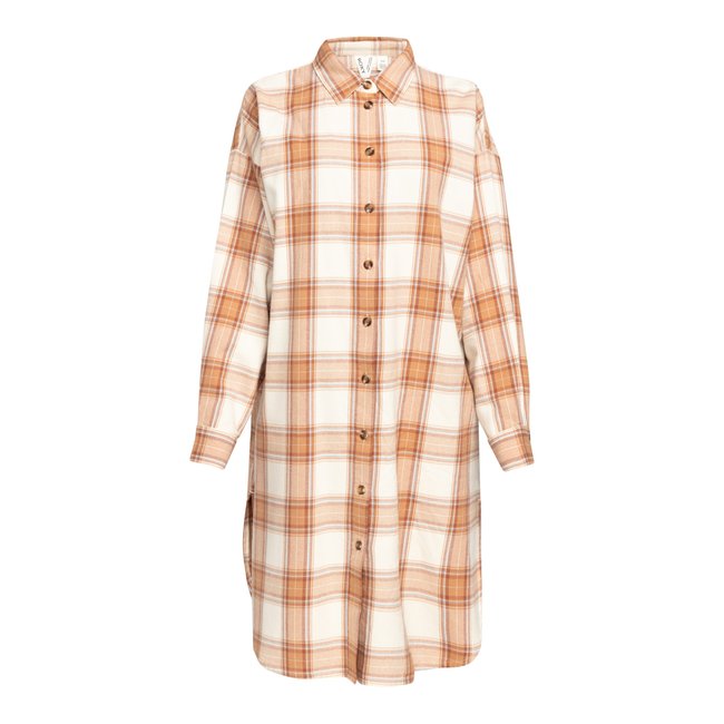 Robe chemise AQUA WAVES. beige parchement paradise plaid <span itemprop=