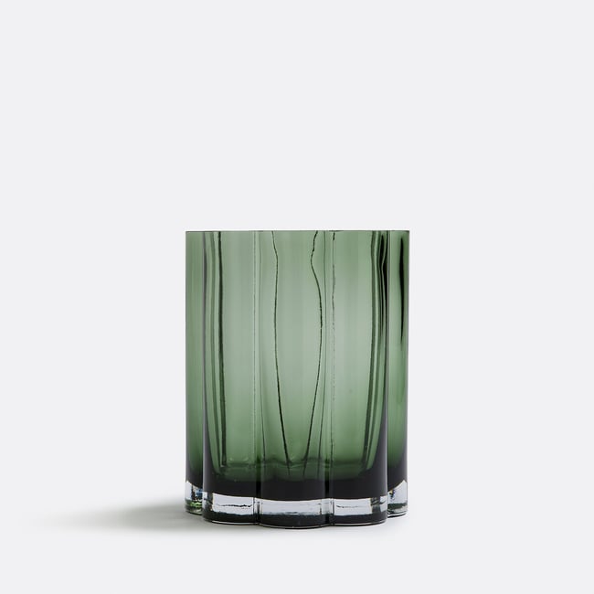 Vase en verre ambré H20 cm, Helia Couleur vert <span itemprop=