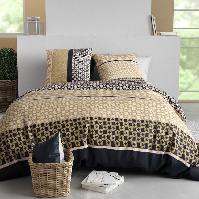 Parure housse de couette en coton imprimée, Luxore multicolore <span itemprop=