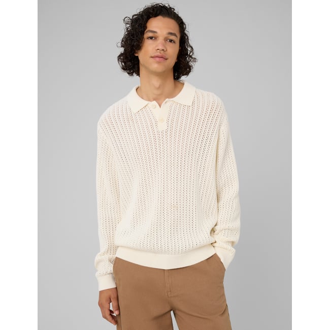Pull maille ajourée naturel <span itemprop=