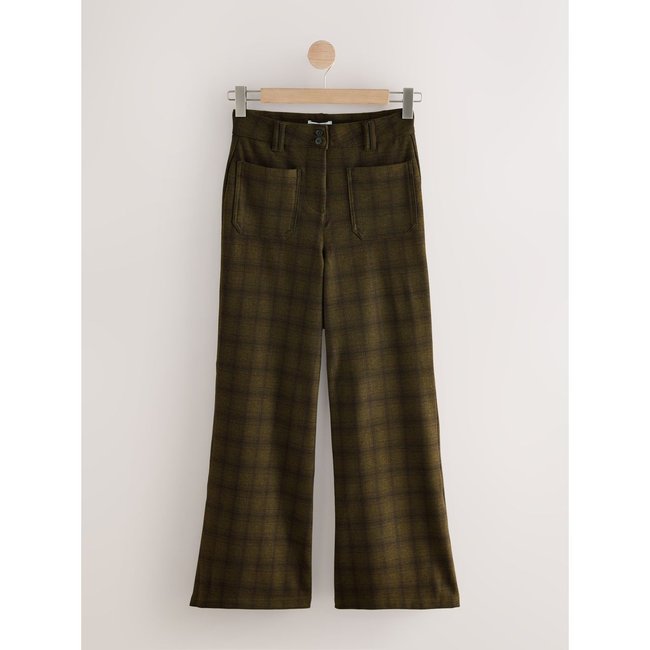 Pantalon large en jersey à poche plaquée carreaux vert kaki <span itemprop=