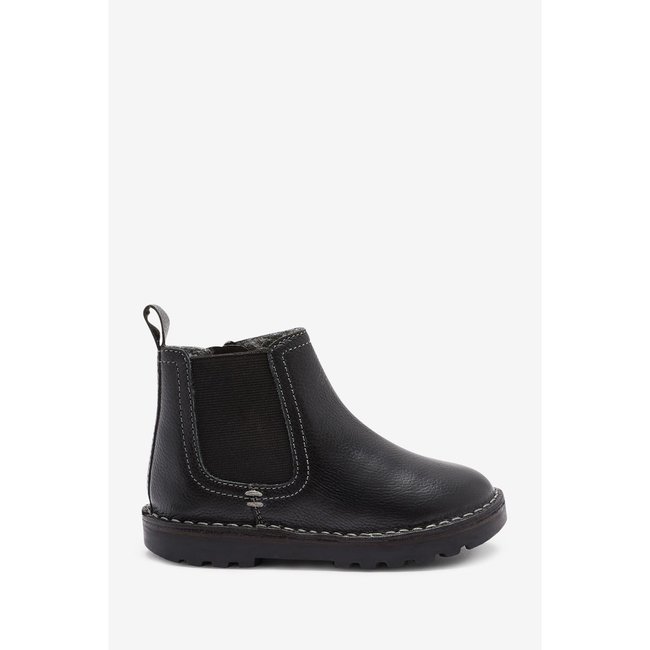 Bottines Chelsea En Cuir Doublées noir <span itemprop=