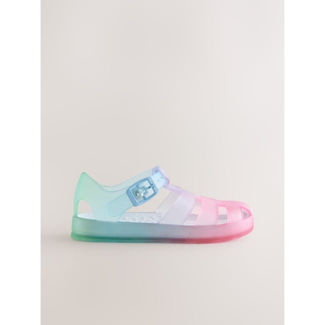 Sandales en plastique rose/bleu <span itemprop=