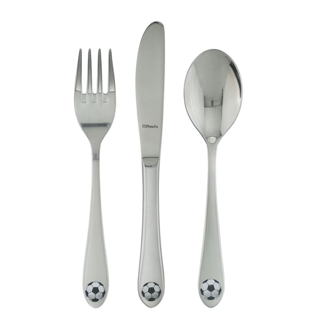 Service 3 couverts enfants - FOOTIE Couleur inox <span itemprop=