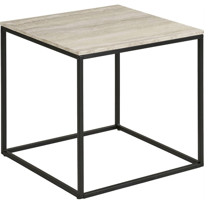 Table basse carrée métal collection KRAPINA Couleur travertin et noir <span itemprop=
