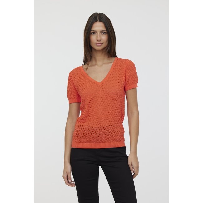 Pull manches courtes coton regular CABI acide orange <span itemprop=