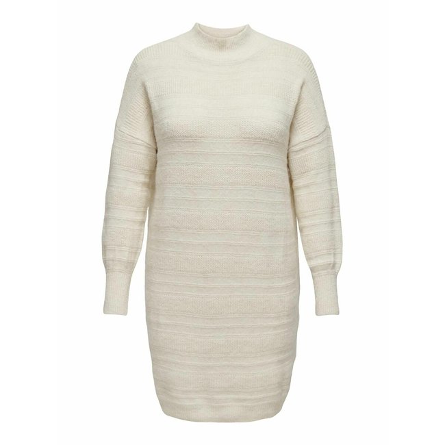Strickkleid mit Rollkragen ecru ONLY CARMAKOMA