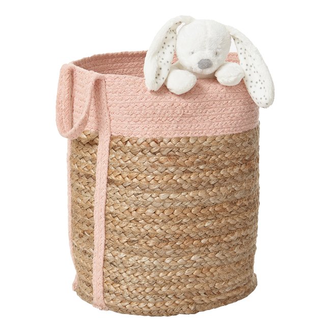 Panier en jute bicolore Calla Couleur osier/rose <span itemprop=