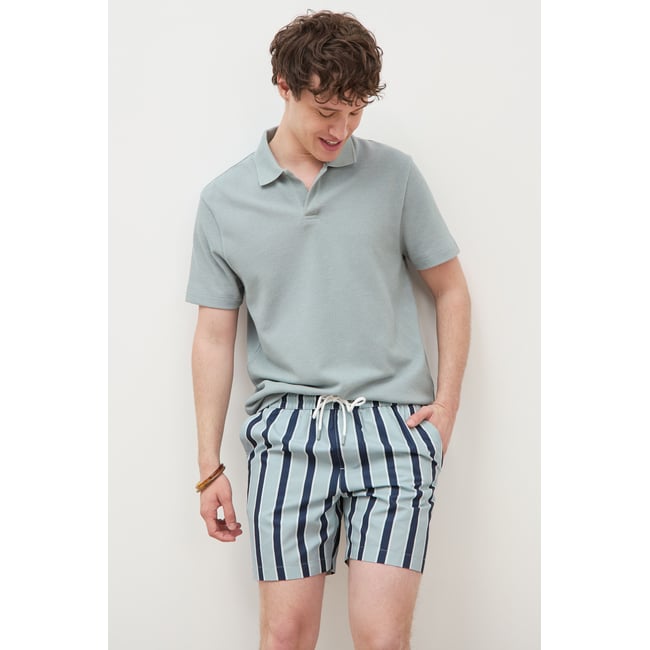 Maillot de bain rayé doublé bleu gris <span itemprop=