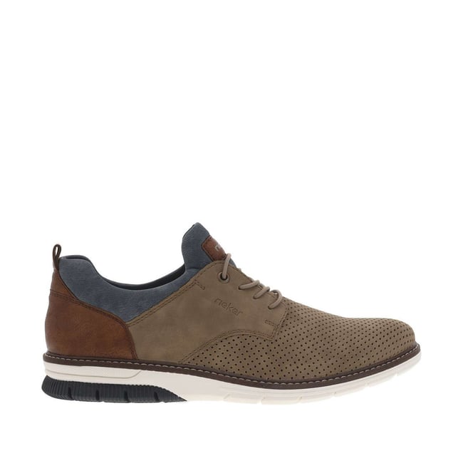 Baskets basses kaki avec lacets ronds élastiqués et décoratifs - RIEKER