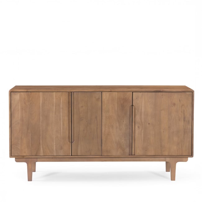 Buffet 4 portes en bois massif L150cm- BOGOR Couleur bois <span itemprop=