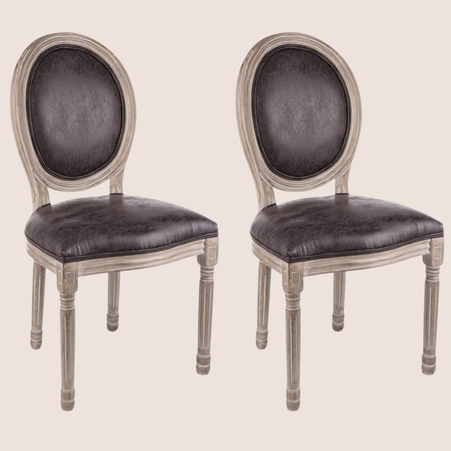 Chaise médaillon (lot de 2) - VICTORIENNE Couleur marron <span itemprop=