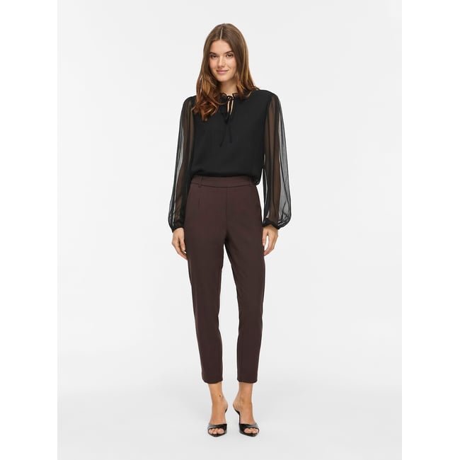 Chemisier en voile col mao à nouer noir <span itemprop=