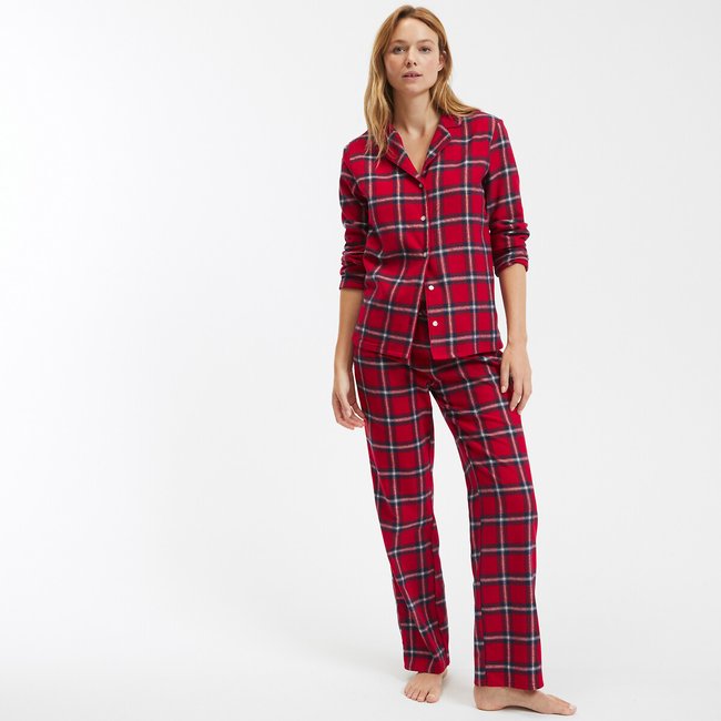 Geruite pyjama in flanel <span itemprop=