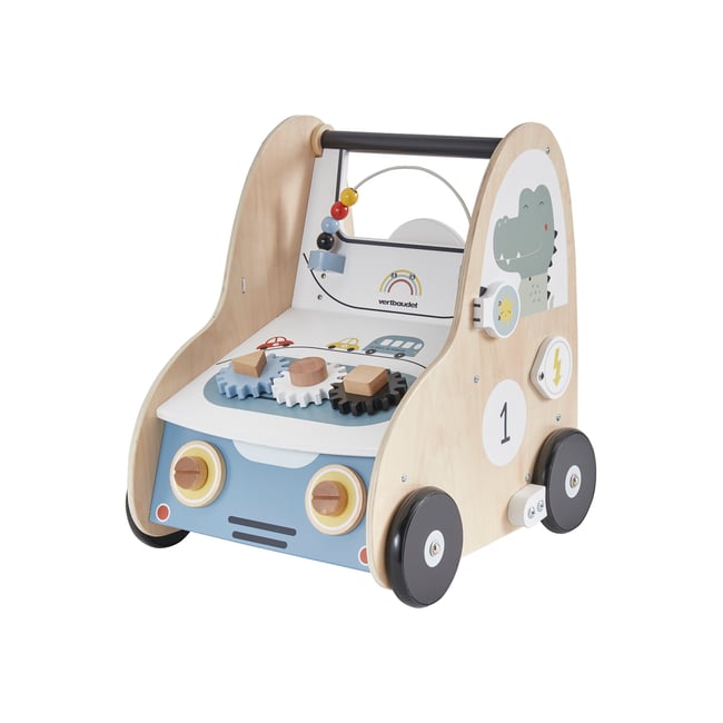 Chariot de marche avec freins EN VOITURE SIMON en bois multicolore <span itemprop=