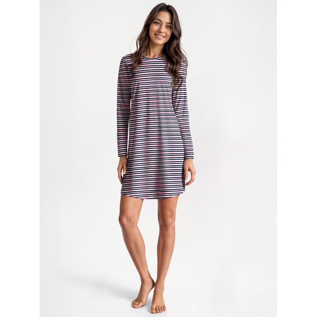 Chemise de nuit à manches longues, longueur 95 cm manches longues Coton NIGHTWEAR XTRA bleu foncé <span itemprop=
