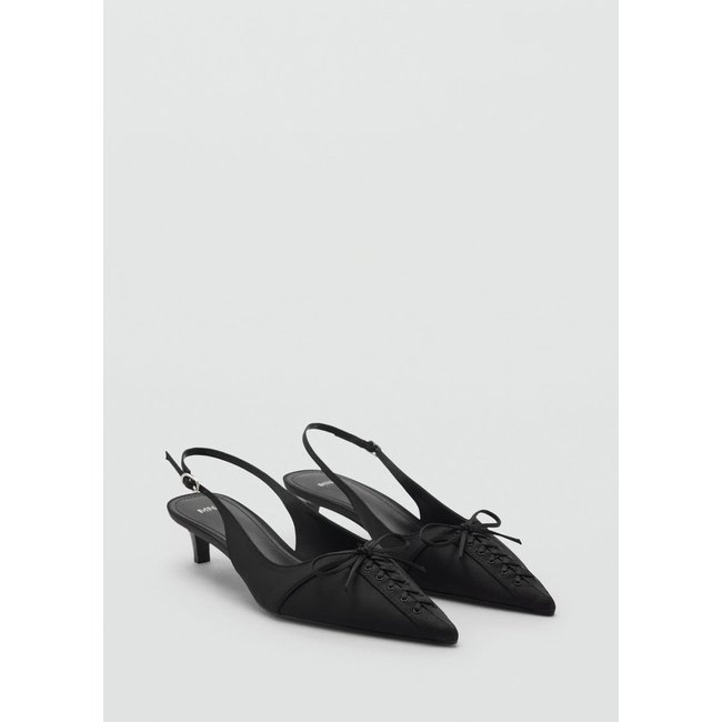 Chaussures talon bout nœud noir <span itemprop=