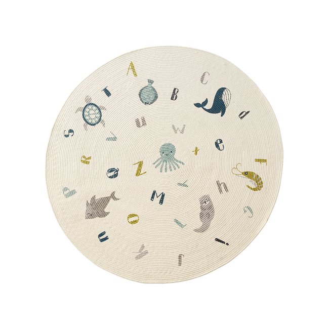 Tapis rond Abécédaire Marin Couleur ivoire <span itemprop=