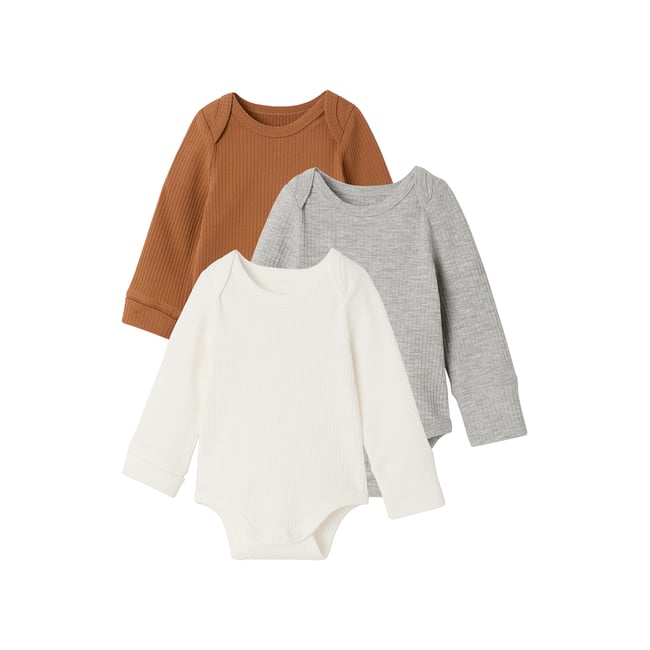 Lot de 3 bodies manches longues caramel <span itemprop=