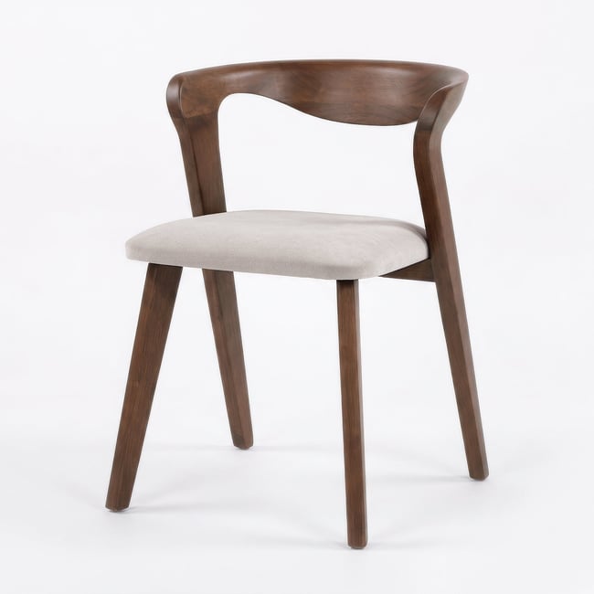 Chaise en bois d'hévéa et tissu - VEGA Couleur marron <span itemprop=