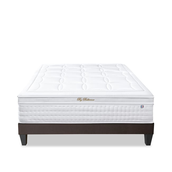 Ensemble Empereur 140x200 cm Matelas Mousse + Sommier Bois Couleur blanc <span itemprop=