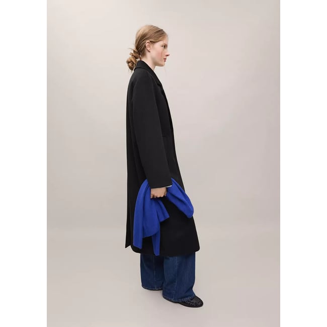 Manteau long en laine noir <span itemprop=