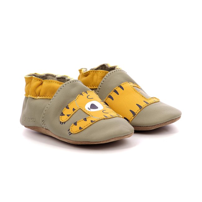 Chaussons Cuir TIGER NAP kaki <span itemprop=