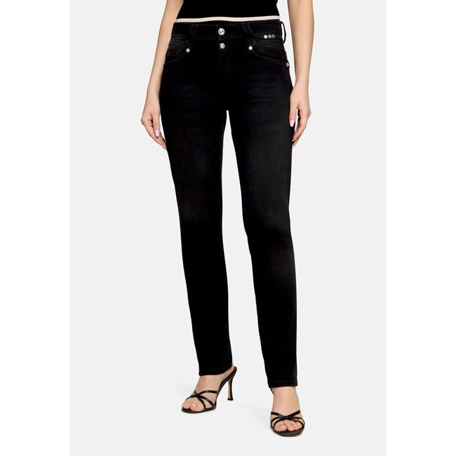 Pantalon Boyfriend à rivets black denim <span itemprop=
