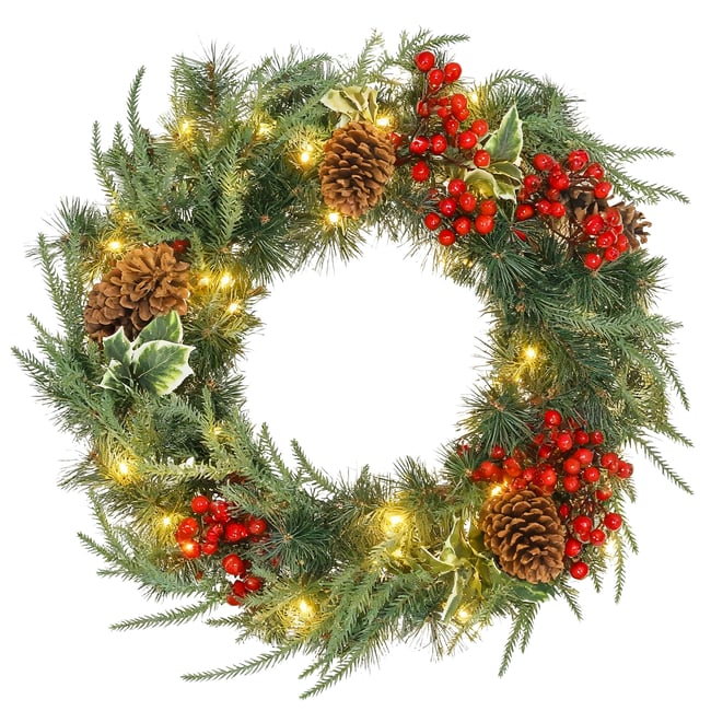 Couronne de Noël Plastique Vert Couleur vert <span itemprop=